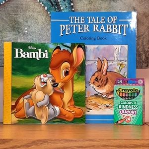 Two Bunny Books with Crayola Box NWT